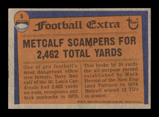 1976 Topps Terry Metcalf 