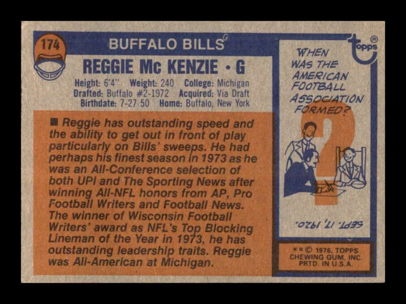 Load image into Gallery viewer, 1976 Topps Reggie McKenzie #174 Set Break Buffalo Bills Image 2
