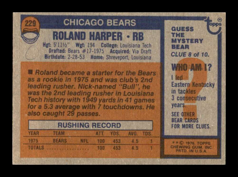 Load image into Gallery viewer, 1976 Topps Roland Harper #229 Rookie RC Set Break Chicago Bears Image 2
