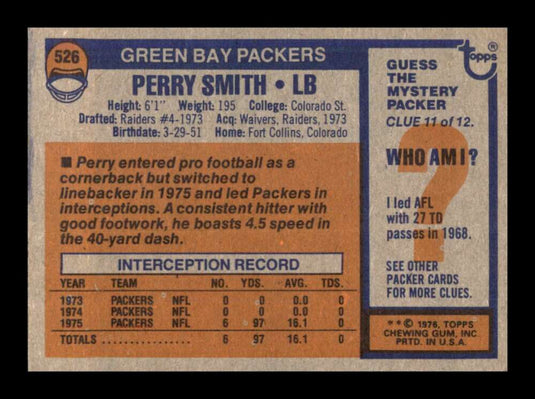 1976 Topps Perry Smith 