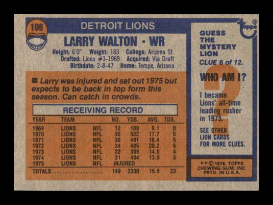 1976 Topps Larry Walton