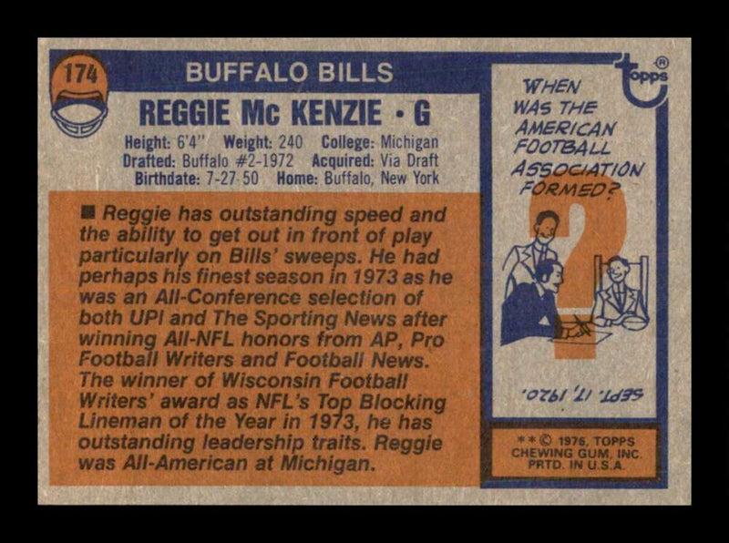 Load image into Gallery viewer, 1976 Topps Reggie McKenzie #174 Set Break Buffalo Bills Image 2
