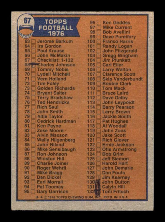 1976 Topps Checklist 265-396 