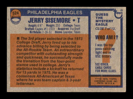 1976 Topps Jerry Sisemore