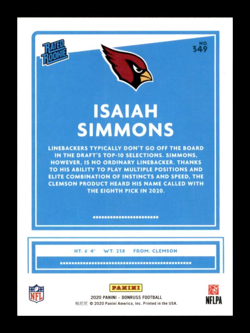 Load image into Gallery viewer, 2020 Donruss Isaiah Simmons #349 Rookie RC Image 2
