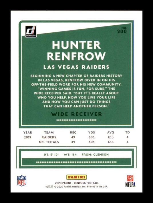 2020 Donruss Hunter Renfrow 