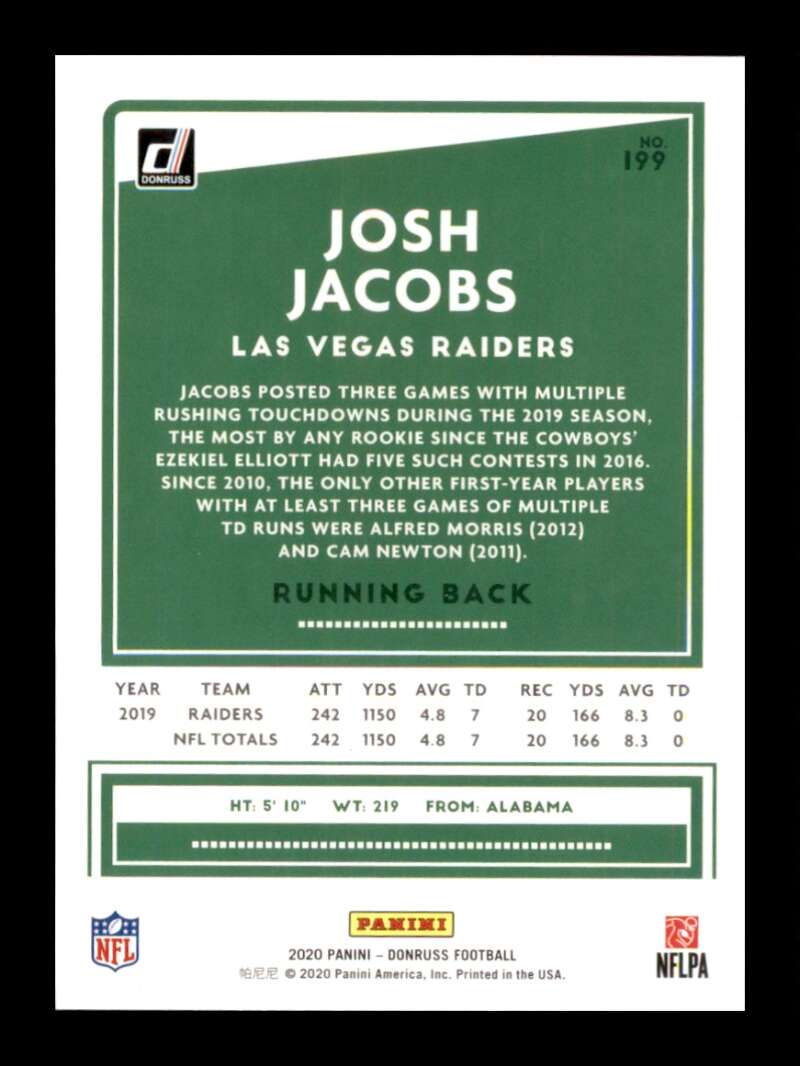 Load image into Gallery viewer, 2020 Donruss Josh Jacobs #199 Image 2
