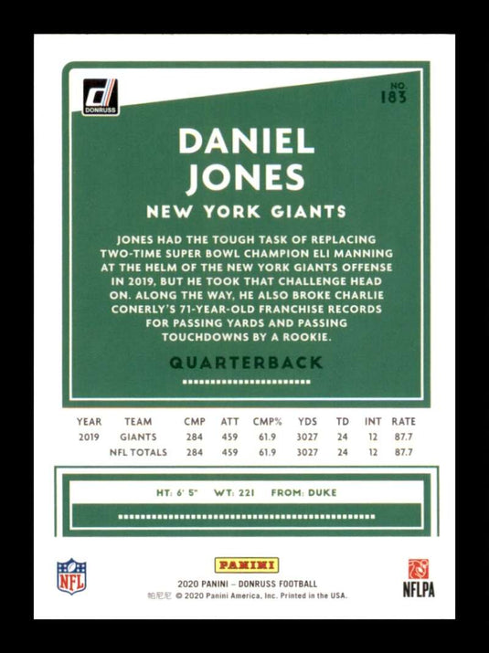 2020 Donruss Daniel Jones 