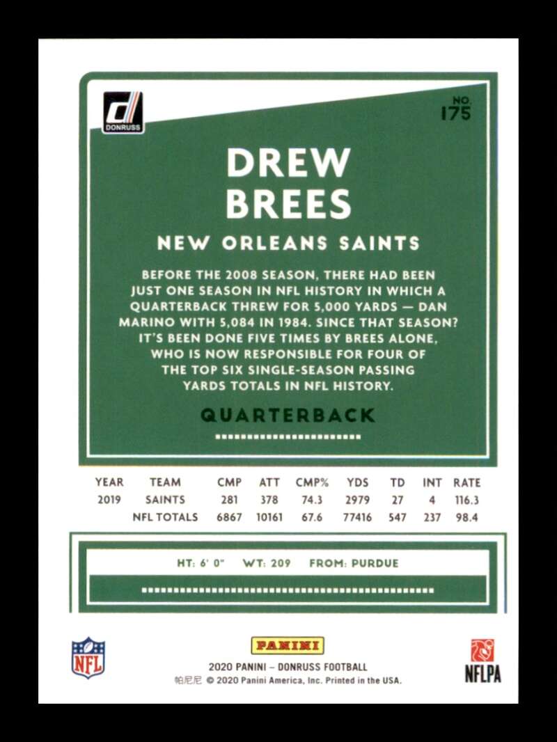 Load image into Gallery viewer, 2020 Donruss Drew Brees #175 Image 2
