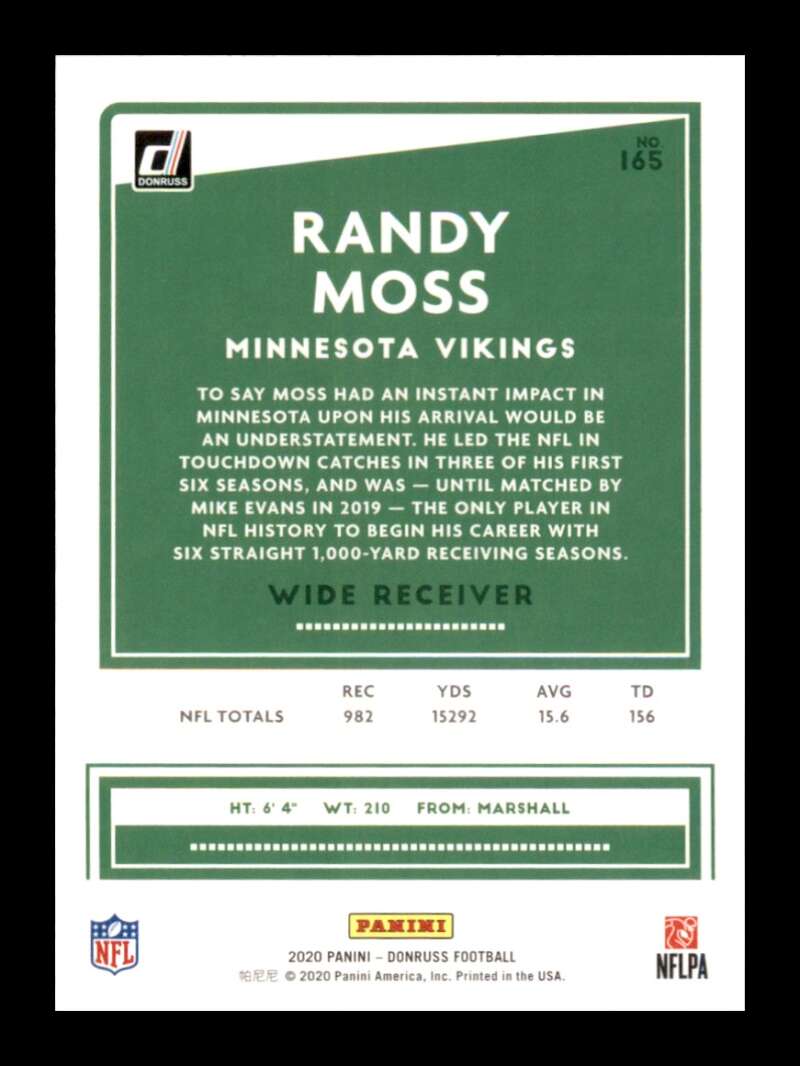 Load image into Gallery viewer, 2020 Donruss Randy Moss #165 Image 2
