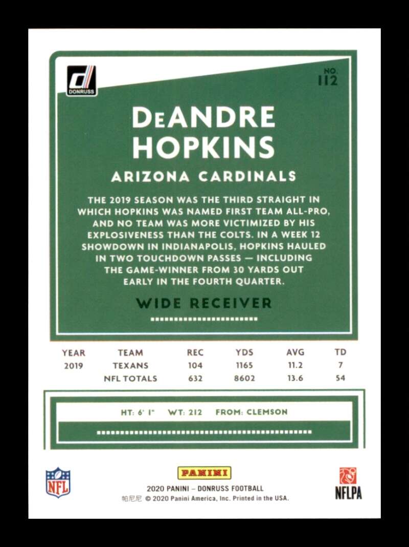 Load image into Gallery viewer, 2020 Donruss DeAndre Hopkins #112 Image 2
