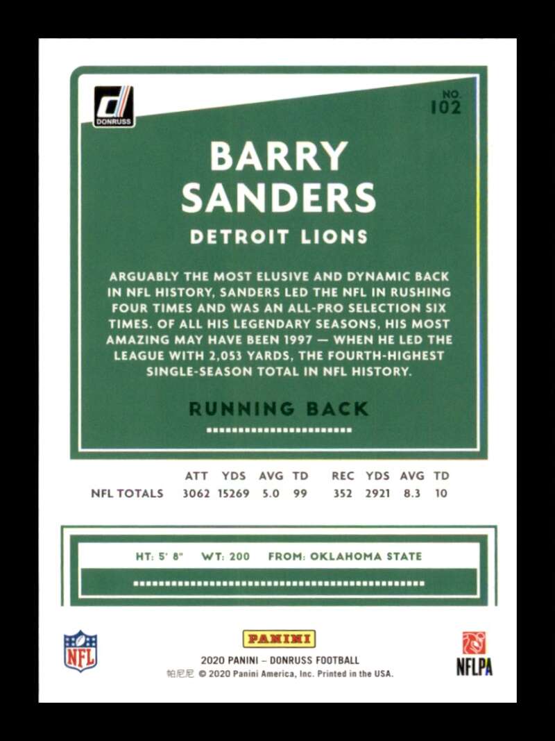 Load image into Gallery viewer, 2020 Donruss Barry Sanders #102 Image 2
