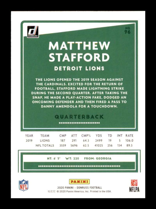 2020 Donruss Matthew Stafford