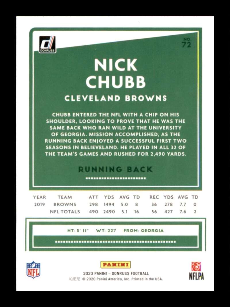 Load image into Gallery viewer, 2020 Donruss Nick Chubb #72 Image 2
