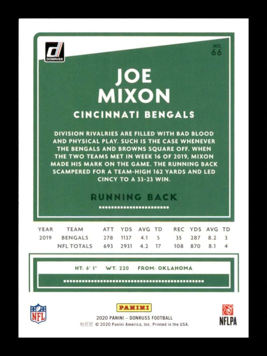 2020 Donruss Joe Mixon