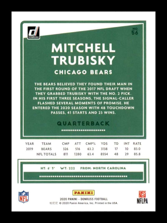 2020 Donruss Mitchell Trubisky 