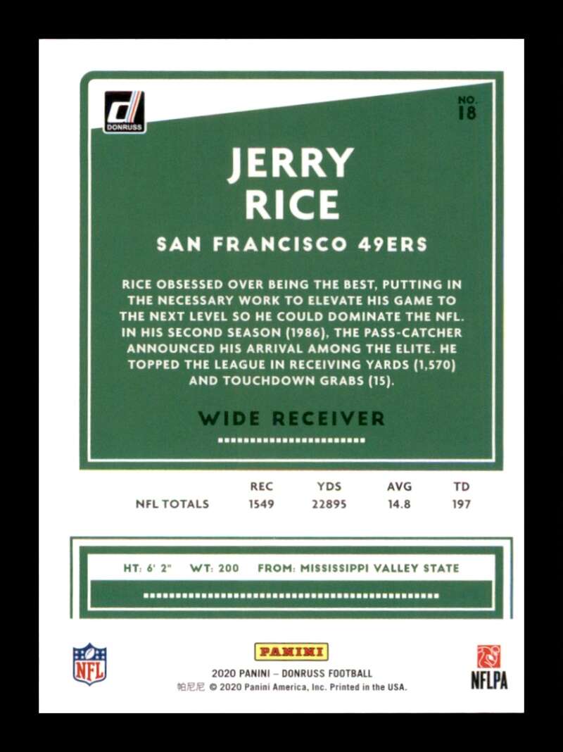 Load image into Gallery viewer, 2020 Donruss Jerry Rice #18 Image 2
