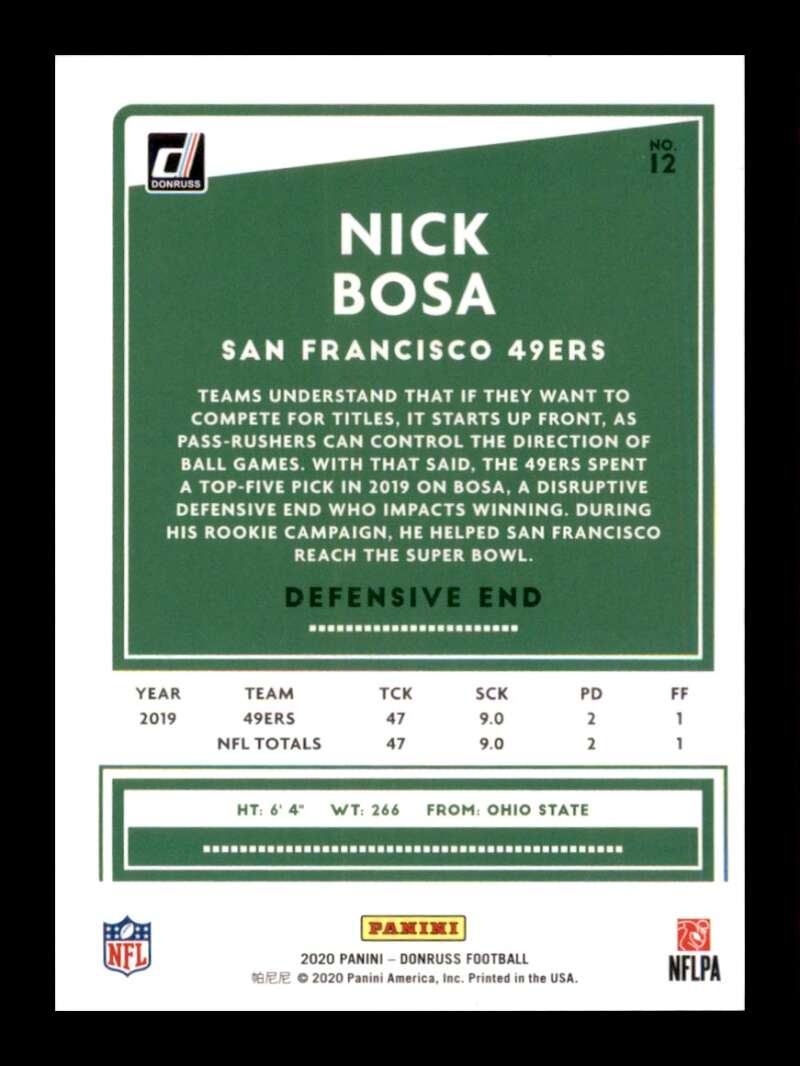 Load image into Gallery viewer, 2020 Donruss Nick Bosa #12 Image 2
