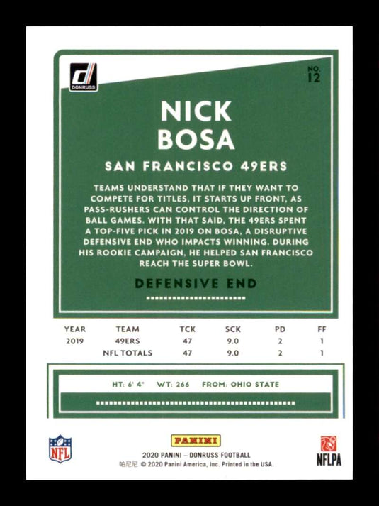 2020 Donruss Nick Bosa