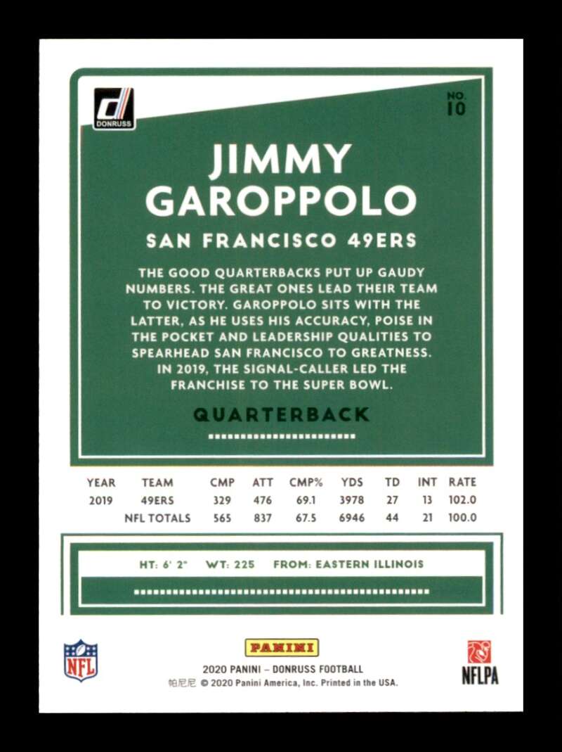 Load image into Gallery viewer, 2020 Donruss Jimmy Garoppolo #10 Image 2
