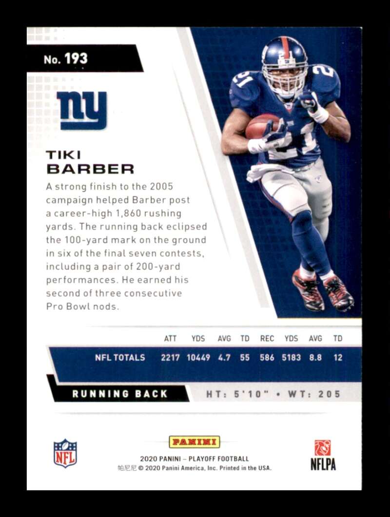 Load image into Gallery viewer, 2020 Panini Playoff Tiki Barber #193 Image 2
