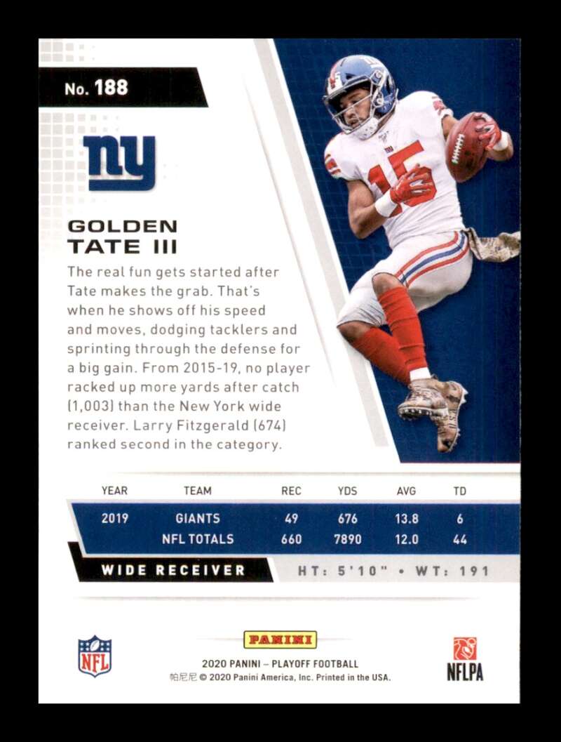 Load image into Gallery viewer, 2020 Panini Playoff Kickoff Green Golden Tate #188 Image 2
