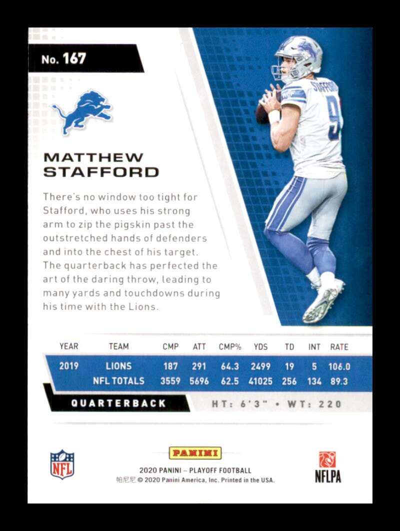 Load image into Gallery viewer, 2020 Panini Playoff Matthew Stafford #167 Image 2
