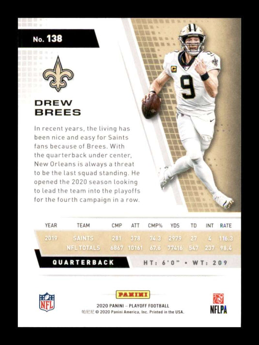 2020 Panini Playoff Drew Brees