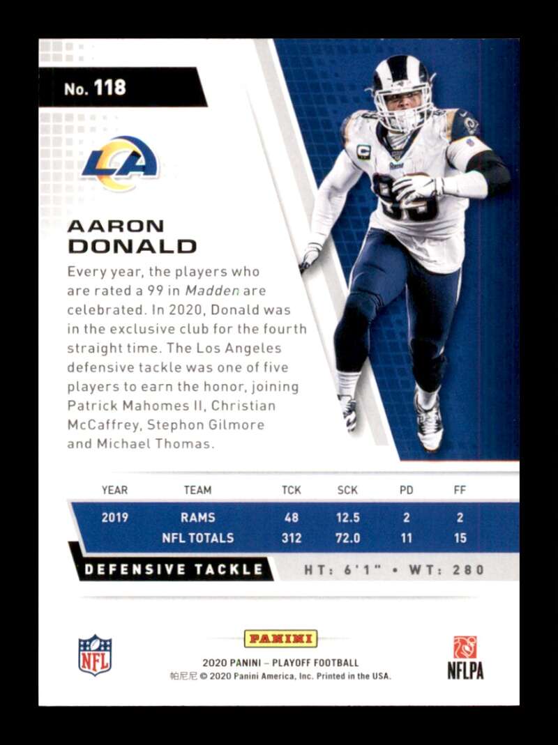 Load image into Gallery viewer, 2020 Panini Playoff Aaron Donald #118 Image 2
