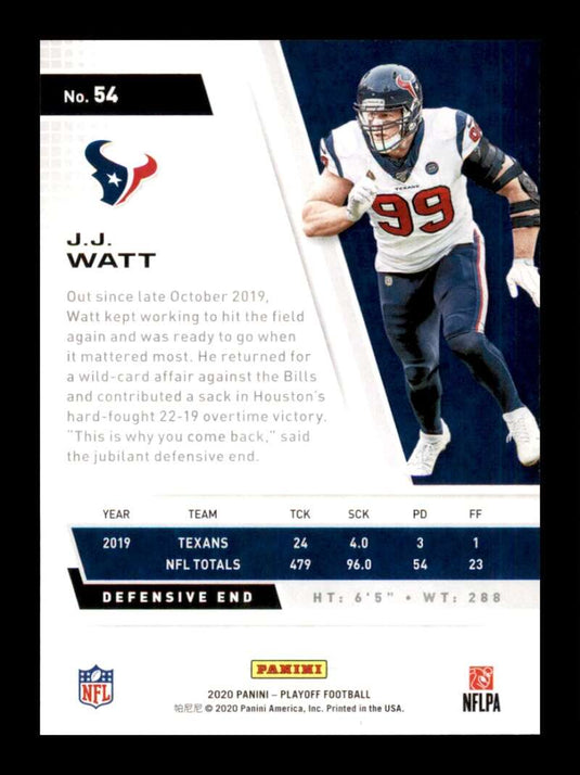 2020 Panini Playoff J.J. Watt 