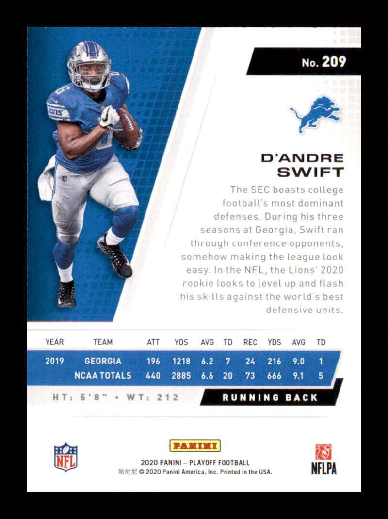 Load image into Gallery viewer, 2020 Panini Playoff D&#39;Andre Swift #209 Rookie RC Image 2
