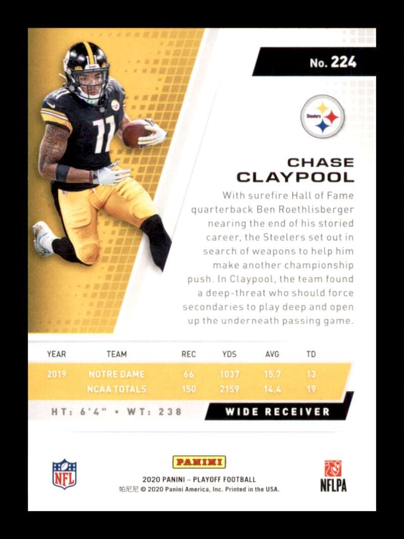 Load image into Gallery viewer, 2020 Panini Playoff Chase Claypool #224 Rookie RC Image 2
