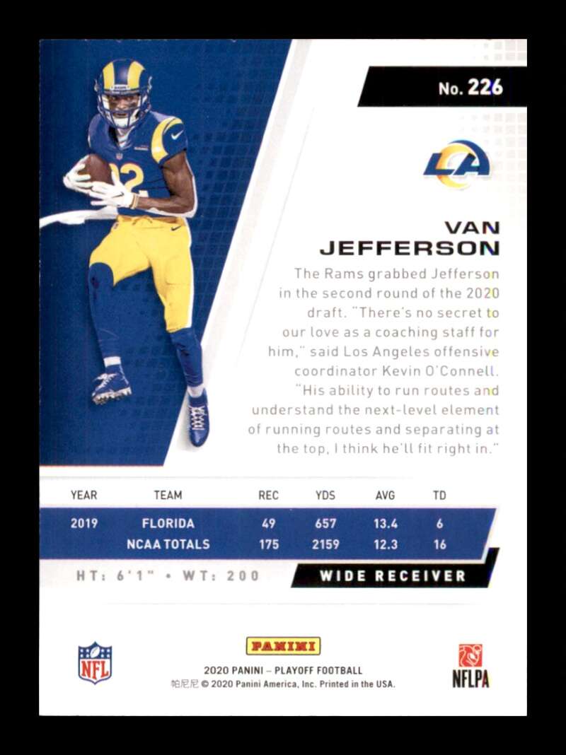 Load image into Gallery viewer, 2020 Panini Playoff Van Jefferson #226 Rookie RC Image 2
