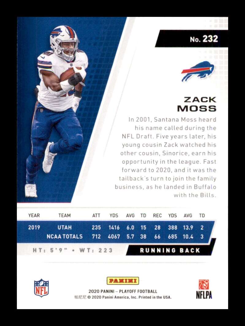Load image into Gallery viewer, 2020 Panini Playoff Zack Moss #232 Rookie RC Image 2
