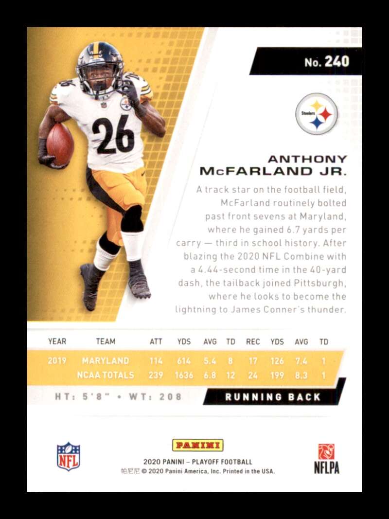 Load image into Gallery viewer, 2020 Panini Playoff Goal Line Anthony McFarland Jr. #240 Rookie RC Image 2
