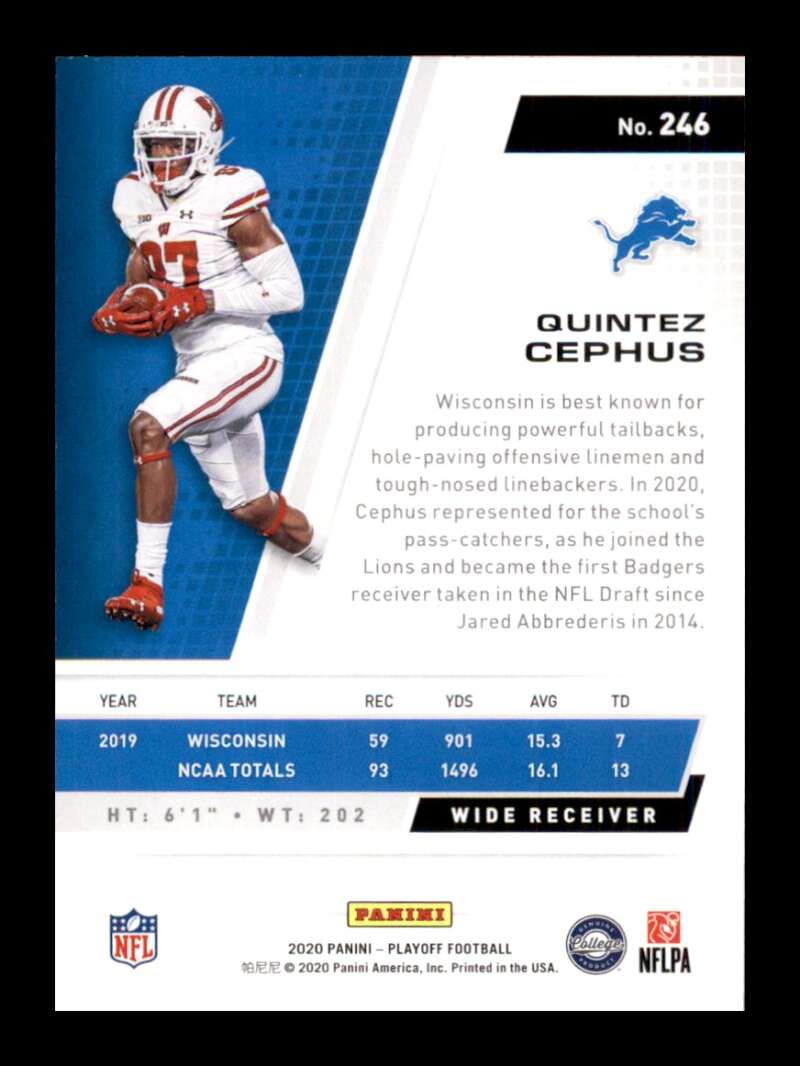 Load image into Gallery viewer, 2020 Panini Playoff Quintez Cephus #246 Rookie RC Image 2
