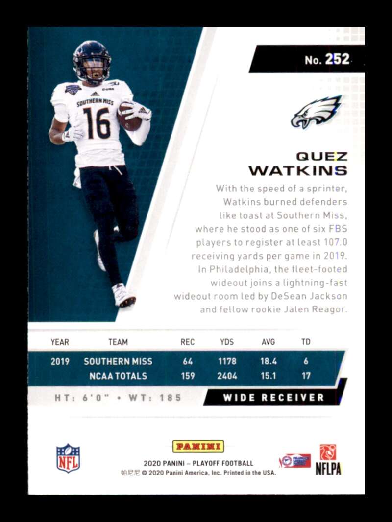 Load image into Gallery viewer, 2020 Panini Playoff Quez Watkins #252 Rookie RC Image 2
