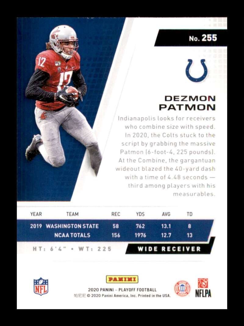 Load image into Gallery viewer, 2020 Panini Playoff Dezmon Patmon #255 Rookie RC Image 2
