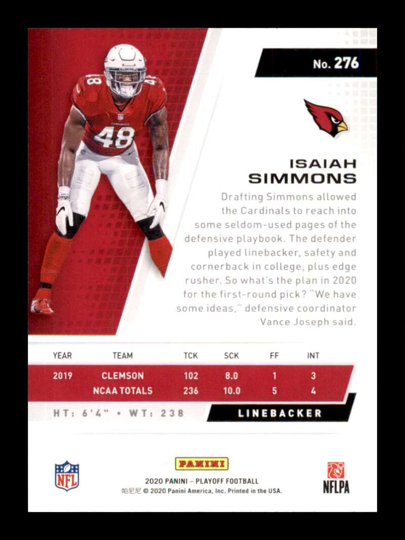 Load image into Gallery viewer, 2020 Panini Playoff Isaiah Simmons #276 Rookie RC Image 2
