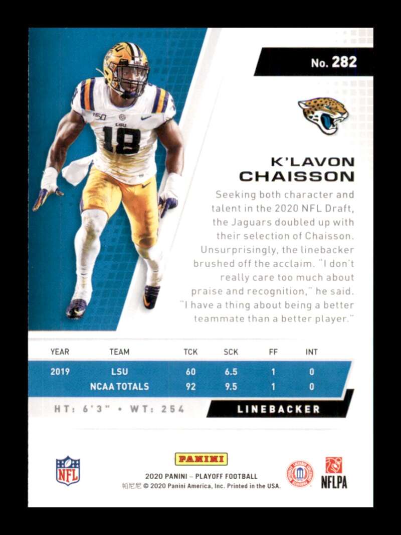 Load image into Gallery viewer, 2020 Panini Playoff K&#39;Lavon Chaisson #282 Rookie RC Image 2
