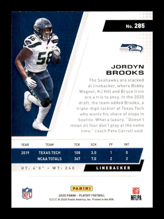 2020 Panini Playoff Jordyn Brooks 