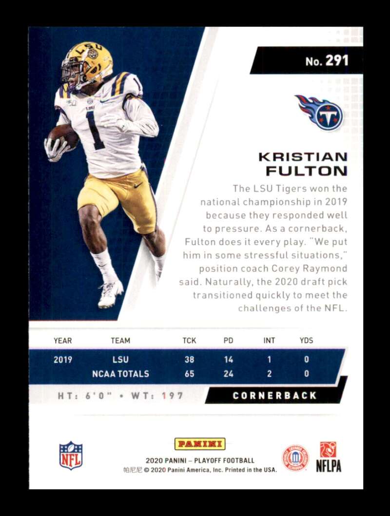 Load image into Gallery viewer, 2020 Panini Playoff Kristian Fulton #291 Rookie RC Image 2
