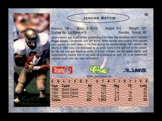 1993 Classic Jerome Bettis 