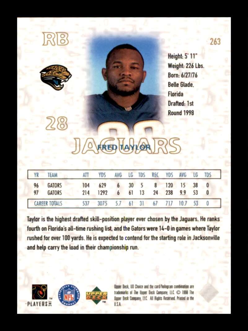 Load image into Gallery viewer, 1998 Upper Deck UD Choice Fred Taylor #263 Rookie RC Image 2
