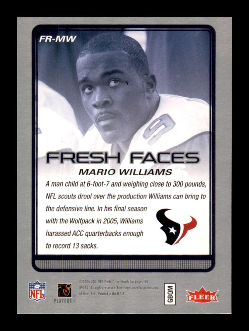 Load image into Gallery viewer, 2006 Fleer Fresh Faces Mario Williams #FR-MW Rookie RC Image 2
