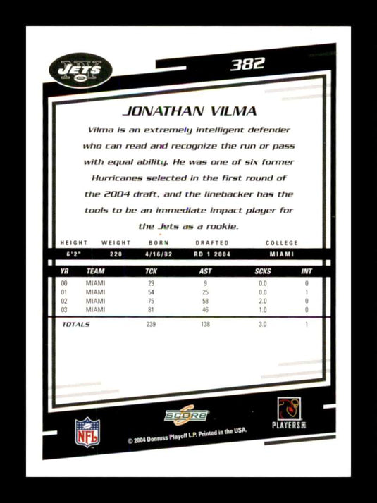 2004 Score Jonathan Vilma 