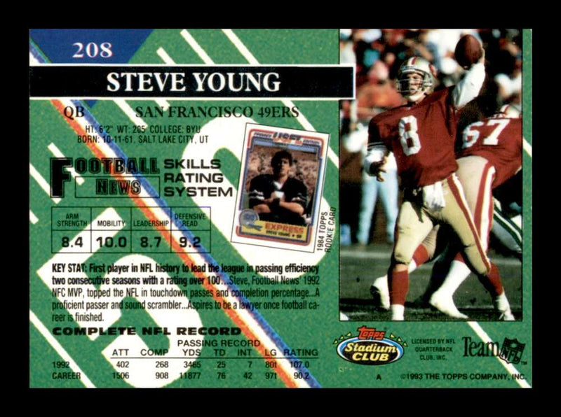 Load image into Gallery viewer, 1993 Topps Stadium Club Steve Young #208 Image 2
