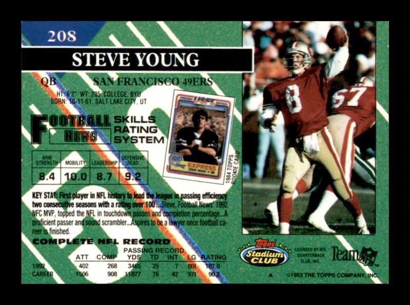 Load image into Gallery viewer, 1993 Topps Stadium Club Steve Young #208 Image 2
