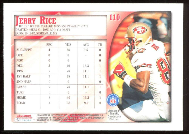 Load image into Gallery viewer, 1998 Bowman Chrome Jerry Rice #110 Image 2
