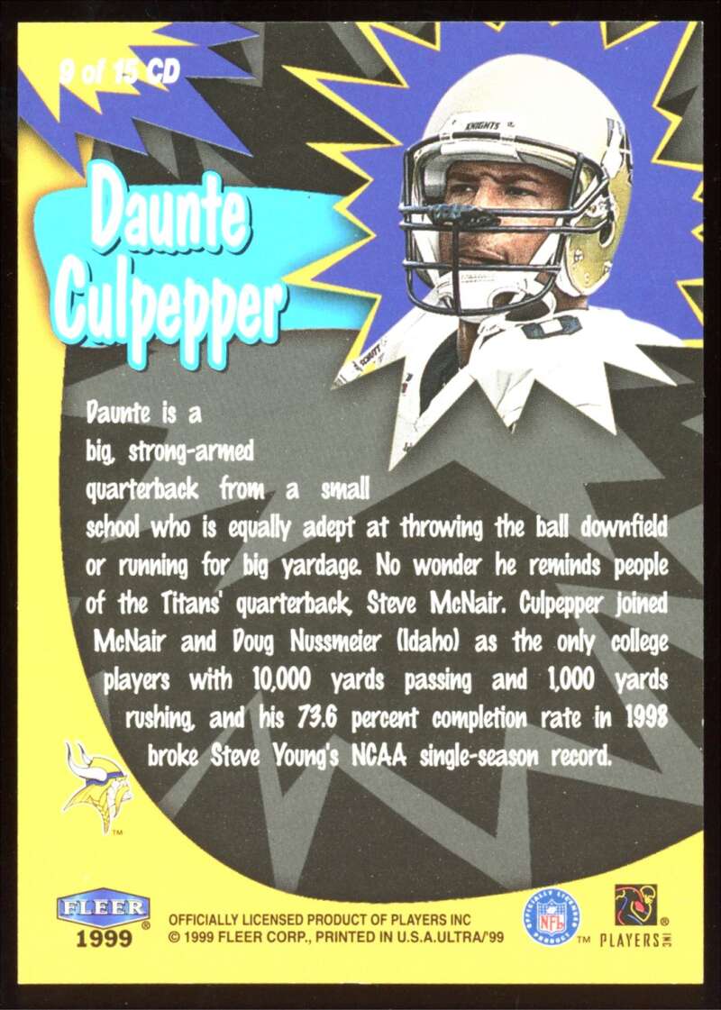 Load image into Gallery viewer, 1999 Fleer Ultra Caught In The Draft Daunte Culpepper #9 Rookie RC Image 2
